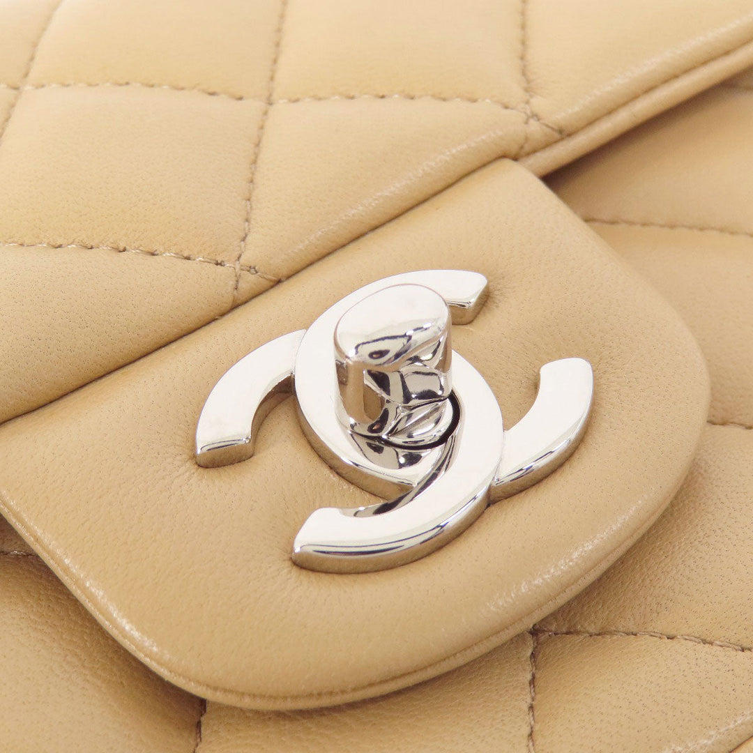 CHANEL Shoulder Bag lambskin beige ChainShoulder Matelasse SilverMetal