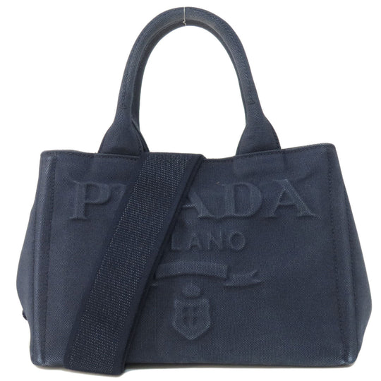 PRADA Handbag 1BG439 canvas Navy Canapa mini 2 WAY Women Used Authentic