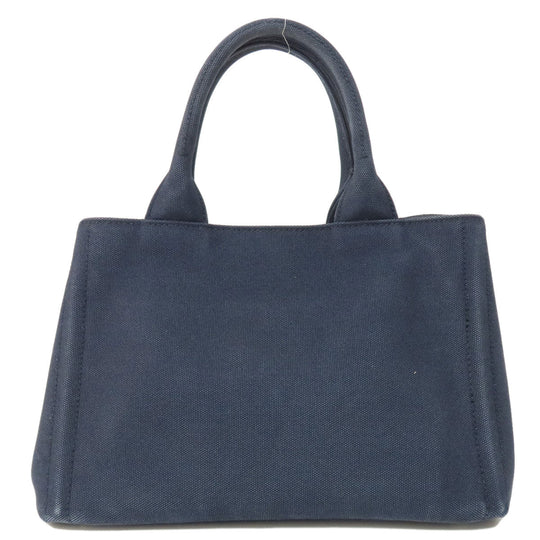 PRADA Handbag 1BG439 canvas Navy Canapa mini 2 WAY Women Used Authentic