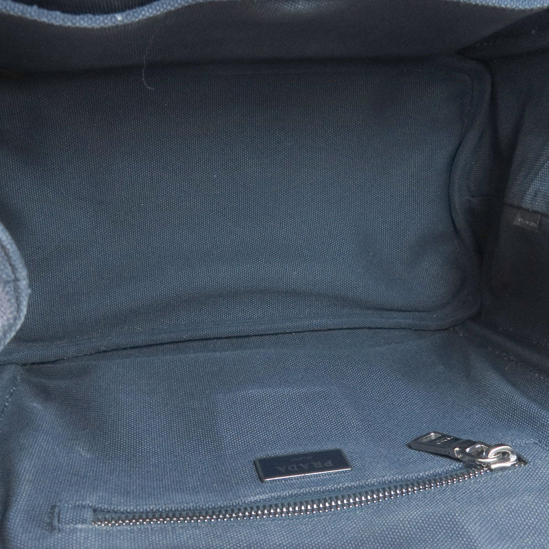 PRADA Handbag 1BG439 canvas Navy Canapa mini 2 WAY Women Used Authentic