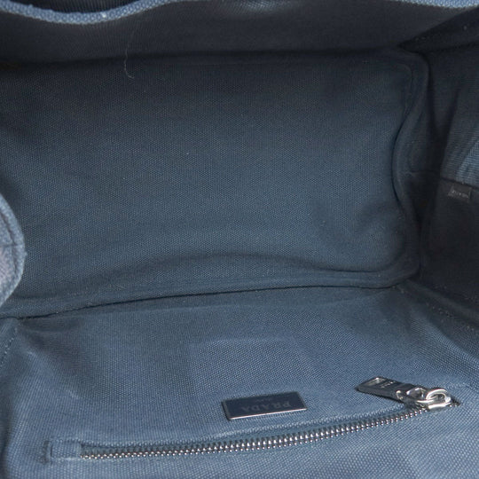 PRADA Handbag 1BG439 canvas Navy Canapa mini 2 WAY Women Used Authentic
