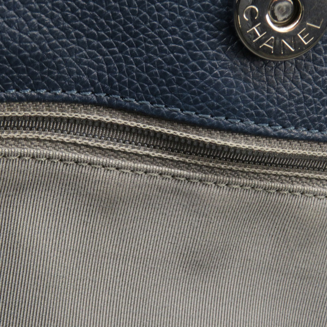 CHANEL Handbag Calfskin Navy Executive Tote SilverMetal