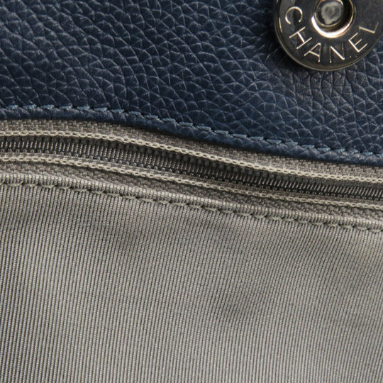 CHANEL Handbag Calfskin Navy Executive Tote SilverMetal