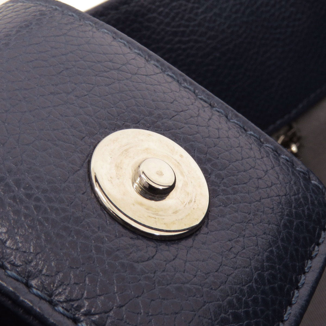 CHANEL Handbag Calfskin Navy Executive Tote SilverMetal