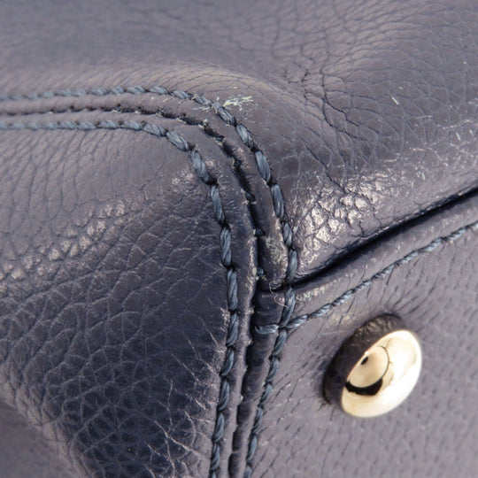 CHANEL Handbag Calfskin Navy Executive Tote SilverMetal