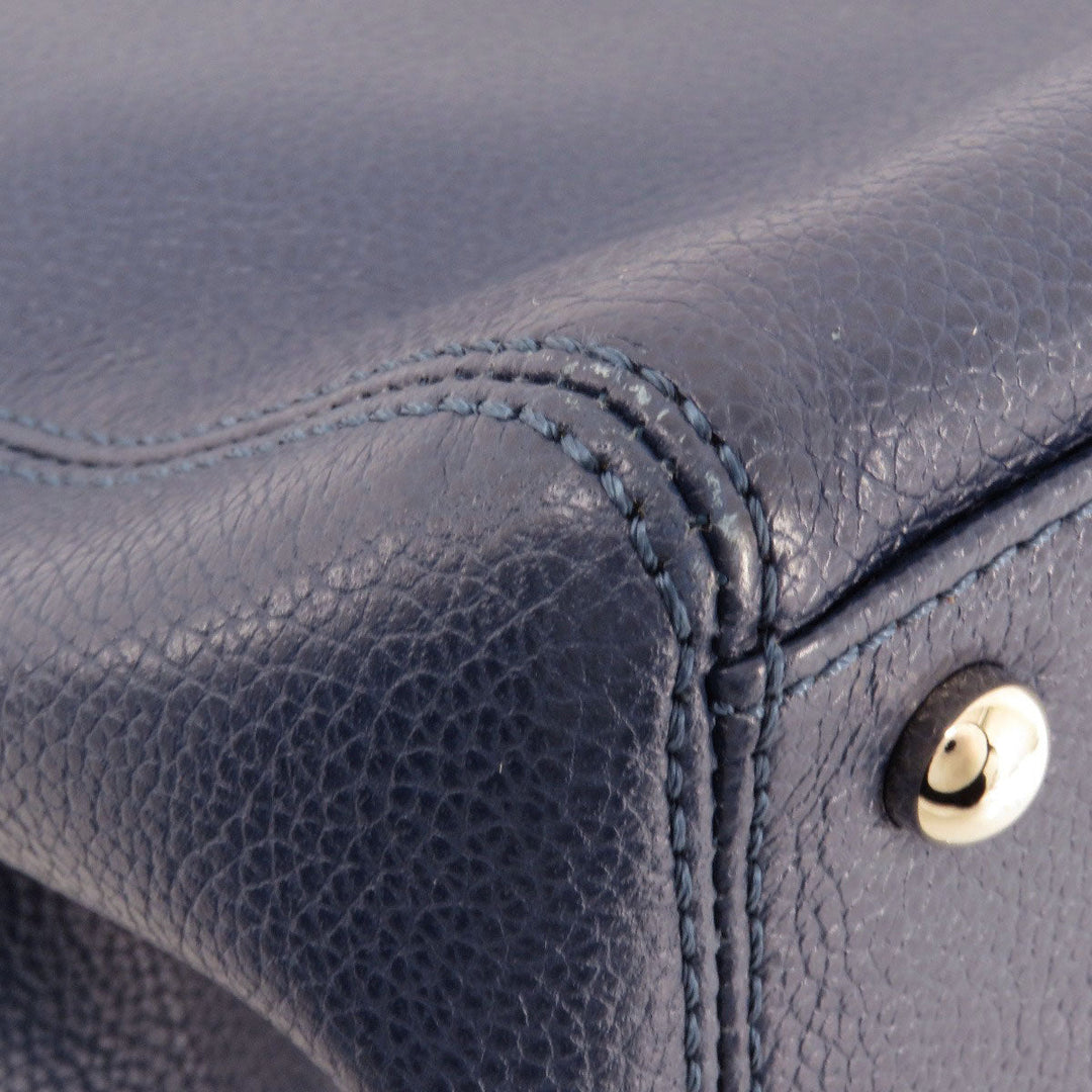 CHANEL Handbag Calfskin Navy Executive Tote SilverMetal