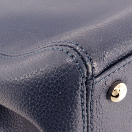 CHANEL Handbag Calfskin Navy Executive Tote SilverMetal