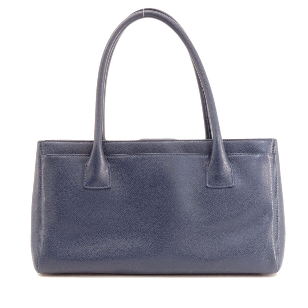 CHANEL Handbag Calfskin Navy Executive Tote SilverMetal
