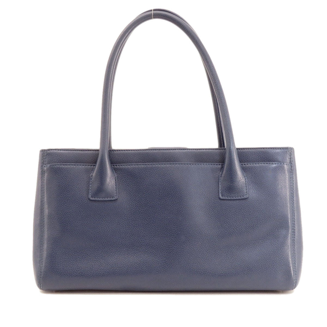 CHANEL Handbag Calfskin Navy Executive Tote SilverMetal