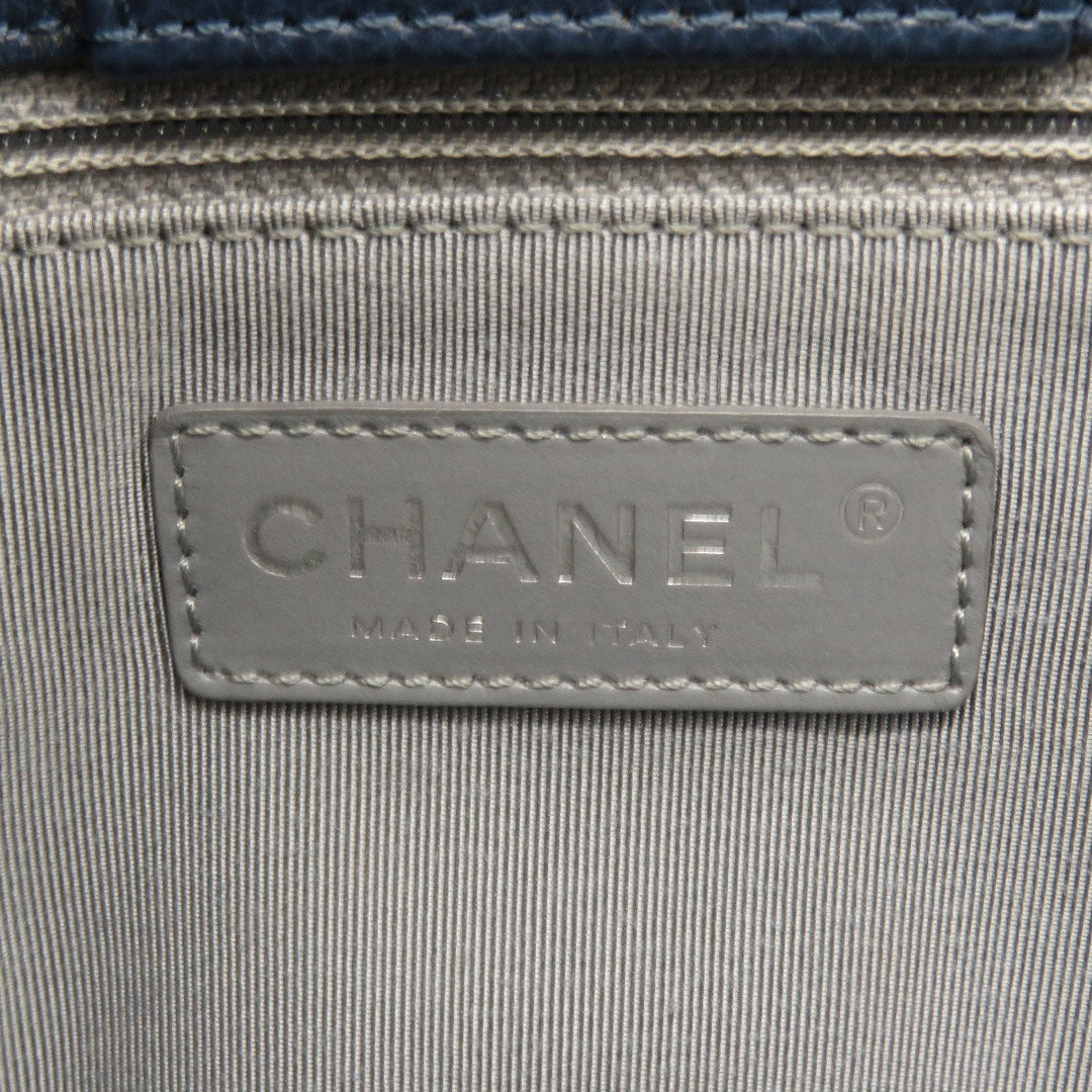 CHANEL Handbag Calfskin Navy Executive Tote SilverMetal