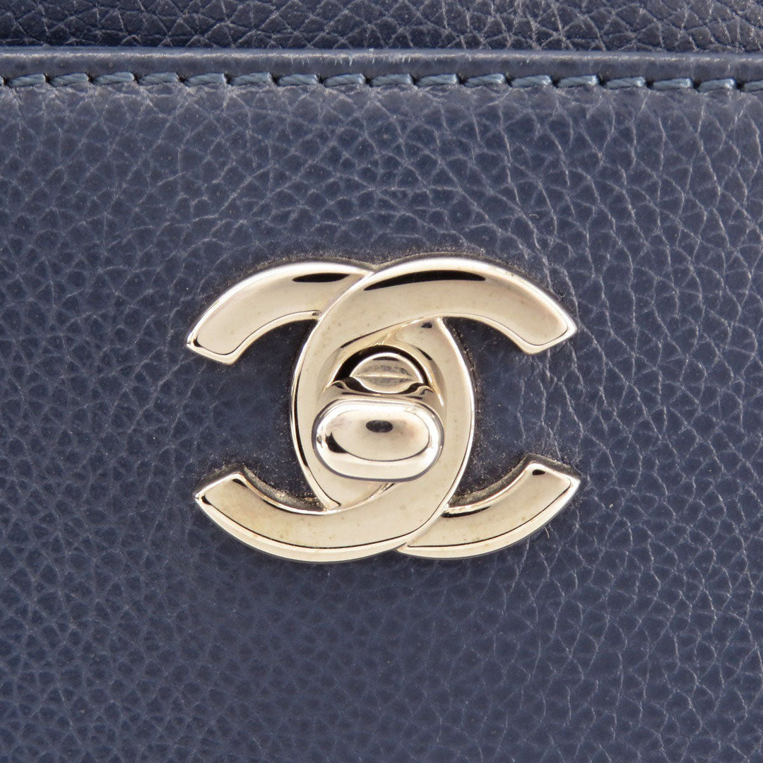 CHANEL Handbag Calfskin Navy Executive Tote SilverMetal