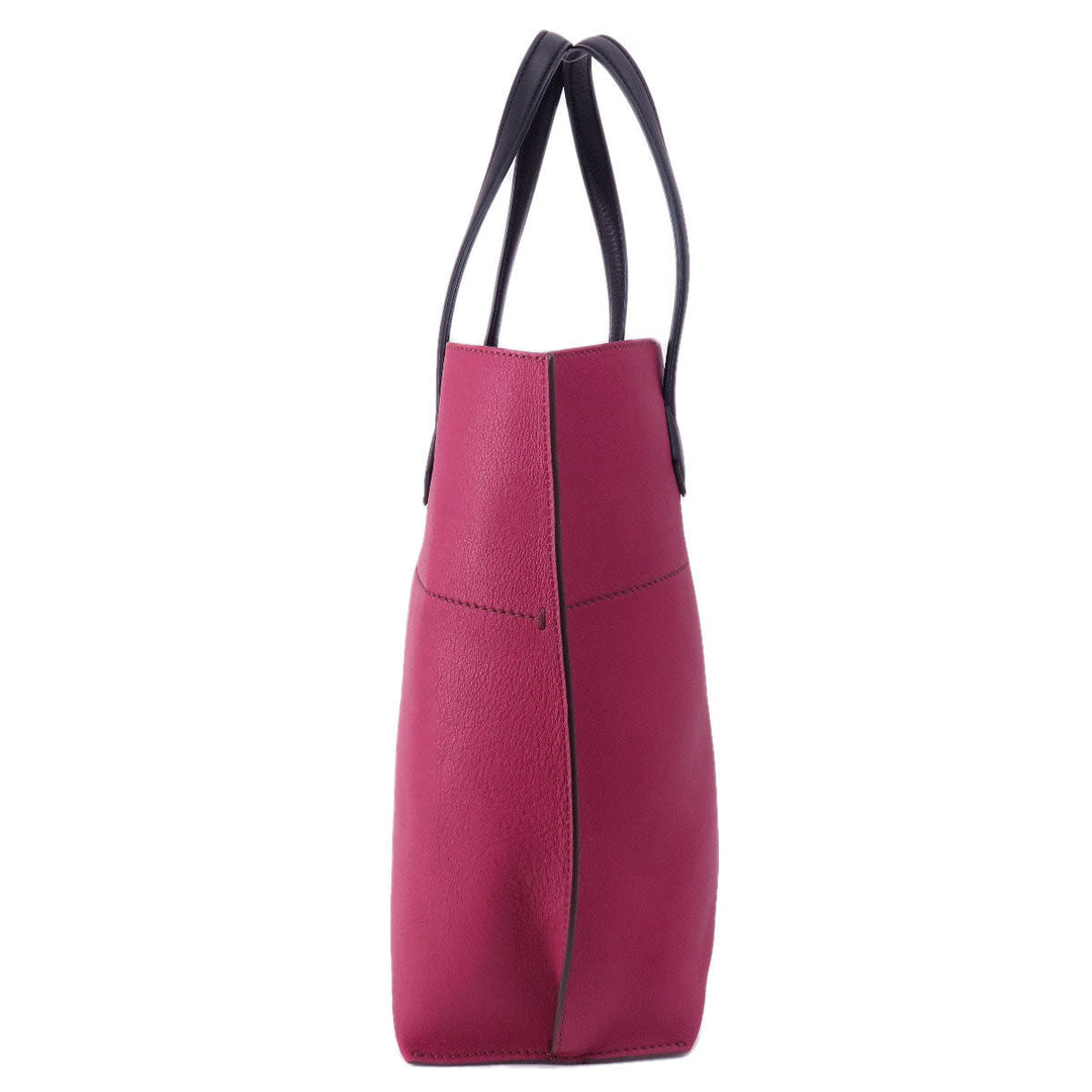 FENDI Tote Bag Calfskin Red logo Women Used Authentic