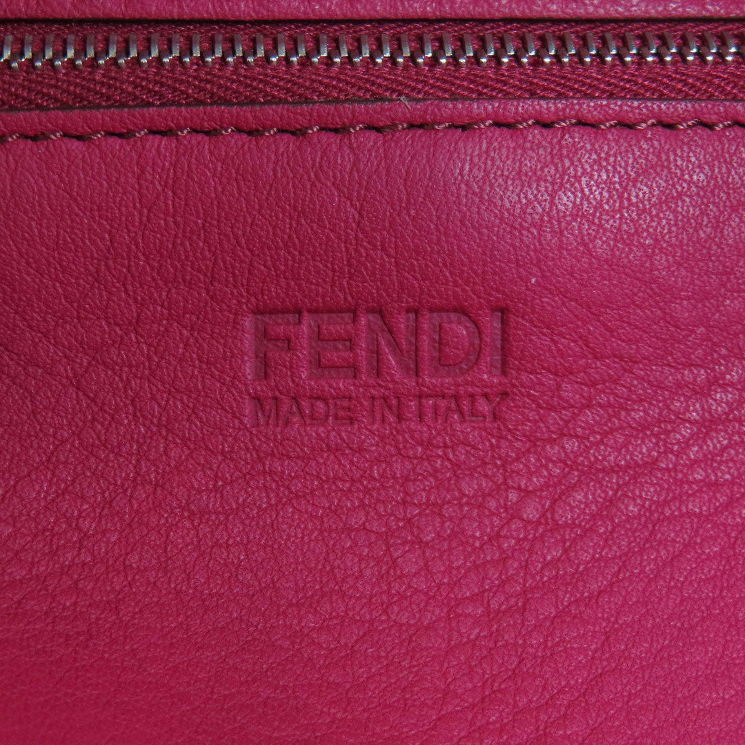 FENDI Tote Bag Calfskin Red logo Women Used Authentic