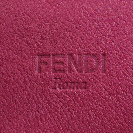 FENDI Tote Bag Calfskin Red logo Women Used Authentic
