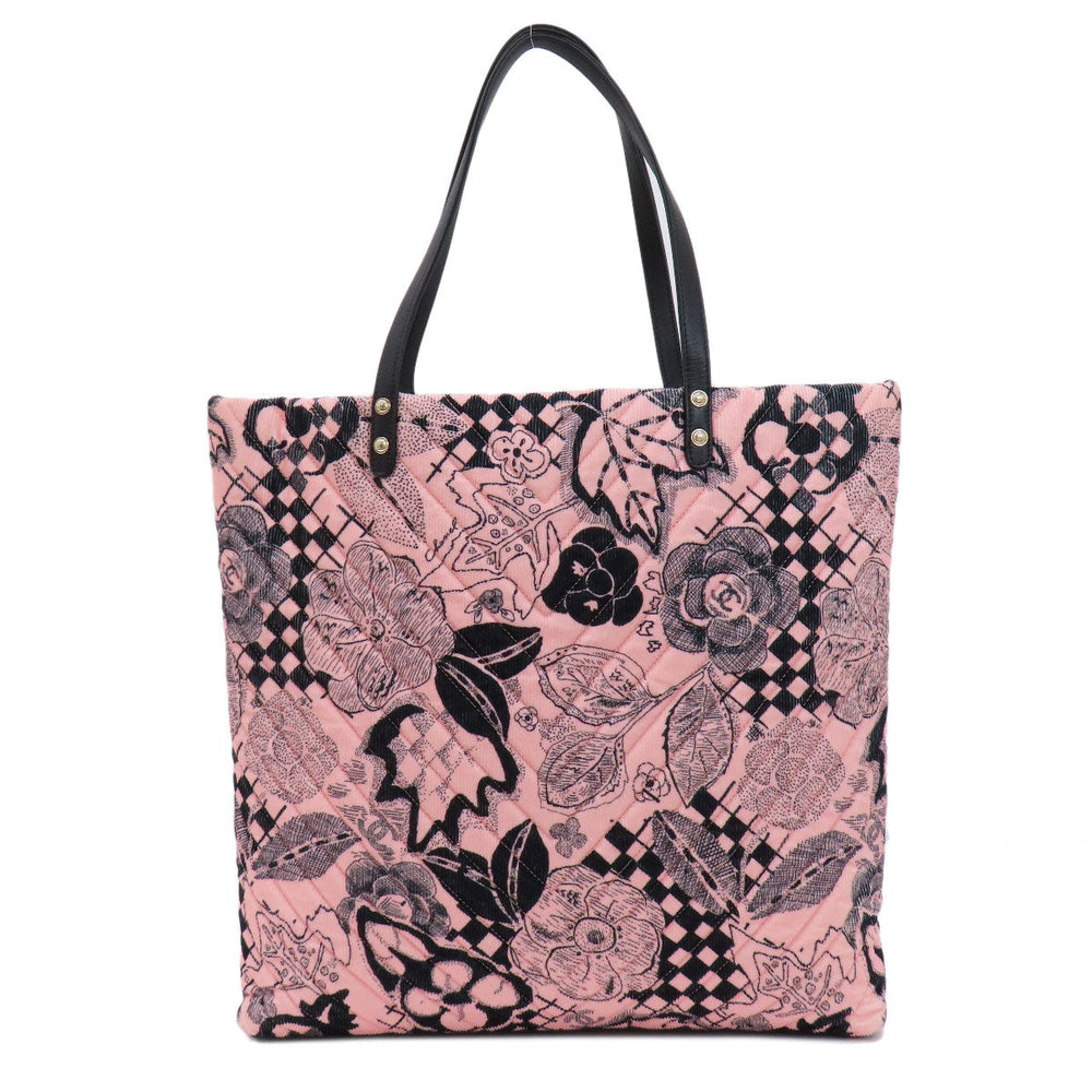 CHANEL Tote Bag cotton pink Camellia ribbon tote Women Used Authentic