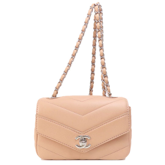 CHANEL Shoulder Bag Grained Calfskin Skin pink ChainShoulder Matelasse SilverMetal