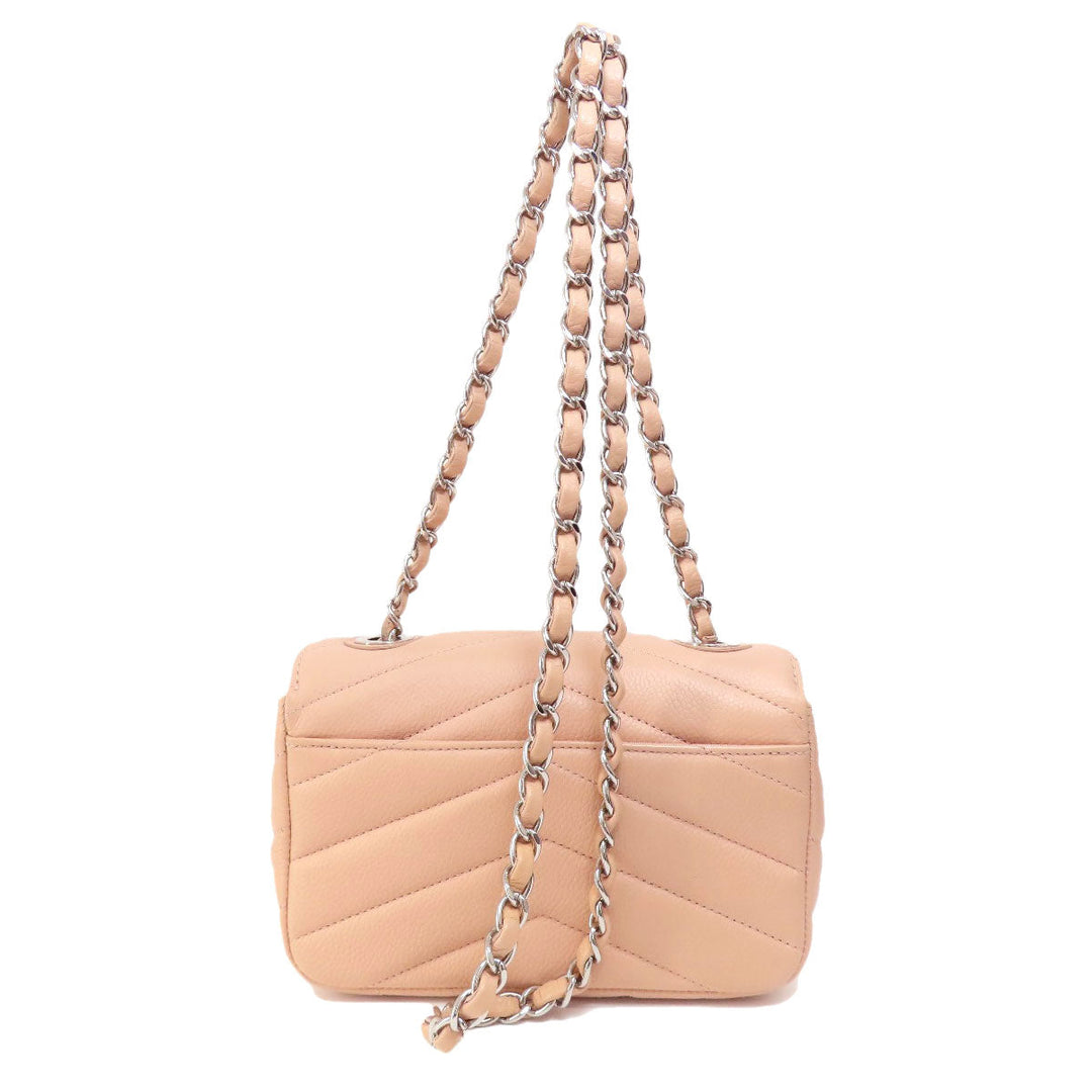 CHANEL Shoulder Bag Grained Calfskin Skin pink ChainShoulder Matelasse SilverMetal