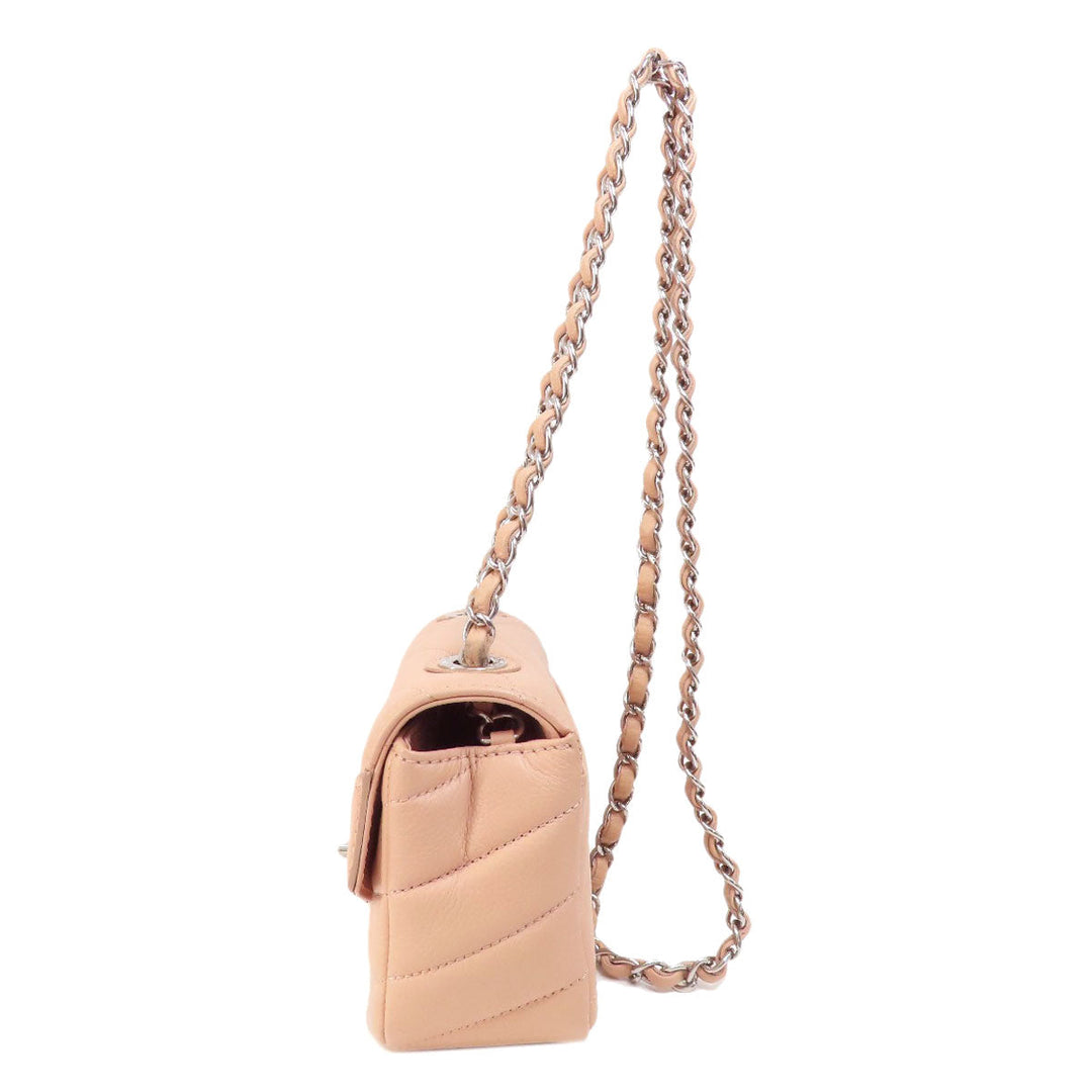 CHANEL Shoulder Bag Grained Calfskin Skin pink ChainShoulder Matelasse SilverMetal