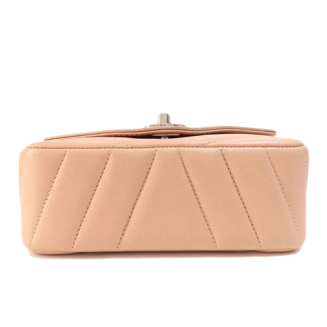 CHANEL Shoulder Bag Grained Calfskin Skin pink ChainShoulder Matelasse SilverMetal