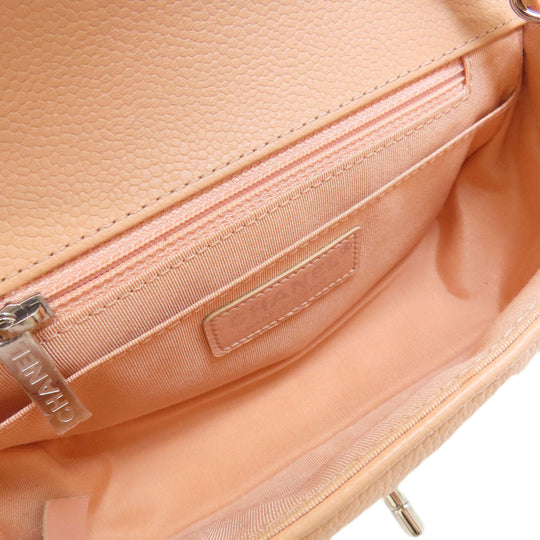 CHANEL Shoulder Bag Grained Calfskin Skin pink ChainShoulder Matelasse SilverMetal
