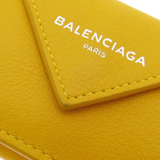 BALENCIAGA Bifold Wallet 391446 Calfskin yellow Compact Wallet Paper Women Used Authentic