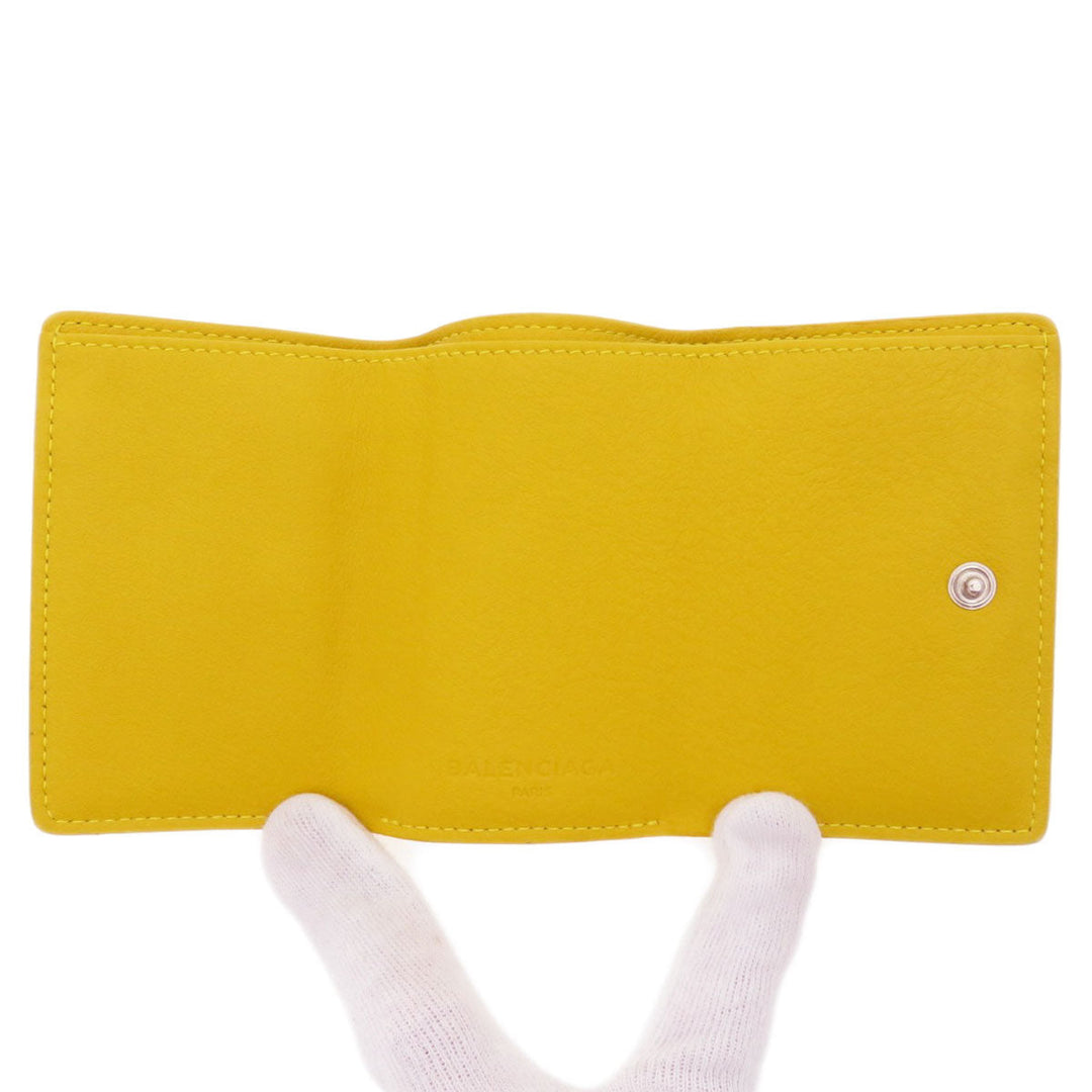 BALENCIAGA Bifold Wallet 391446 Calfskin yellow Compact Wallet Paper Women Used Authentic