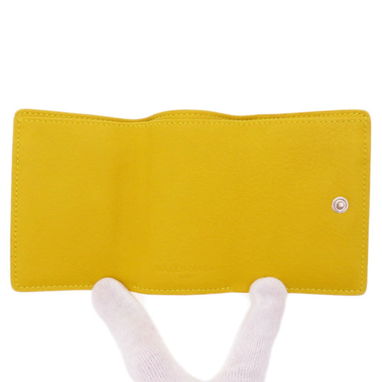 BALENCIAGA Bifold Wallet 391446 Calfskin yellow Compact Wallet Paper Women Used Authentic