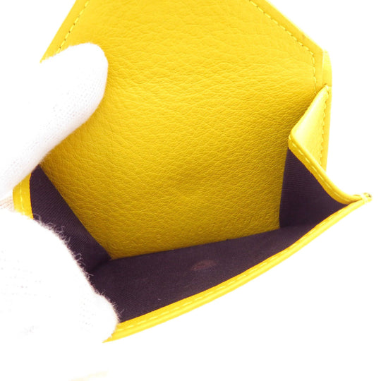 BALENCIAGA Bifold Wallet 391446 Calfskin yellow Compact Wallet Paper Women Used Authentic