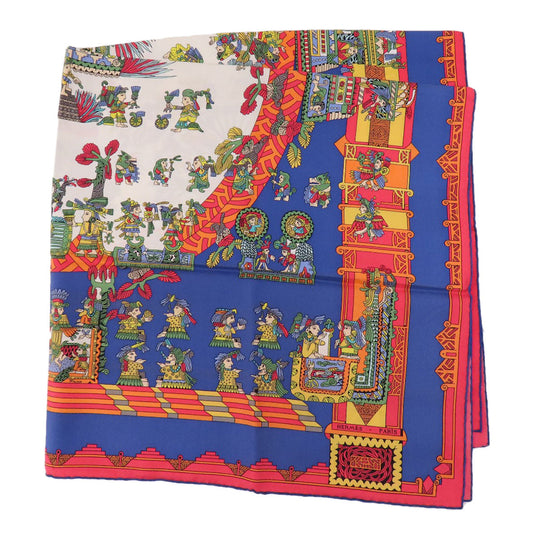 HERMES scarf silk Navy Carre90 Celestial bodies and the sun ASTRES et SOLEILS Women Used Authentic