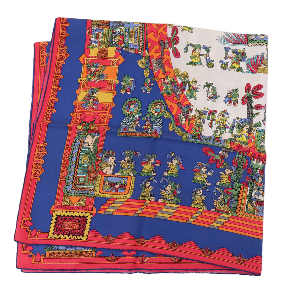 HERMES scarf silk Navy Carre90 Celestial bodies and the sun ASTRES et SOLEILS Women Used Authentic