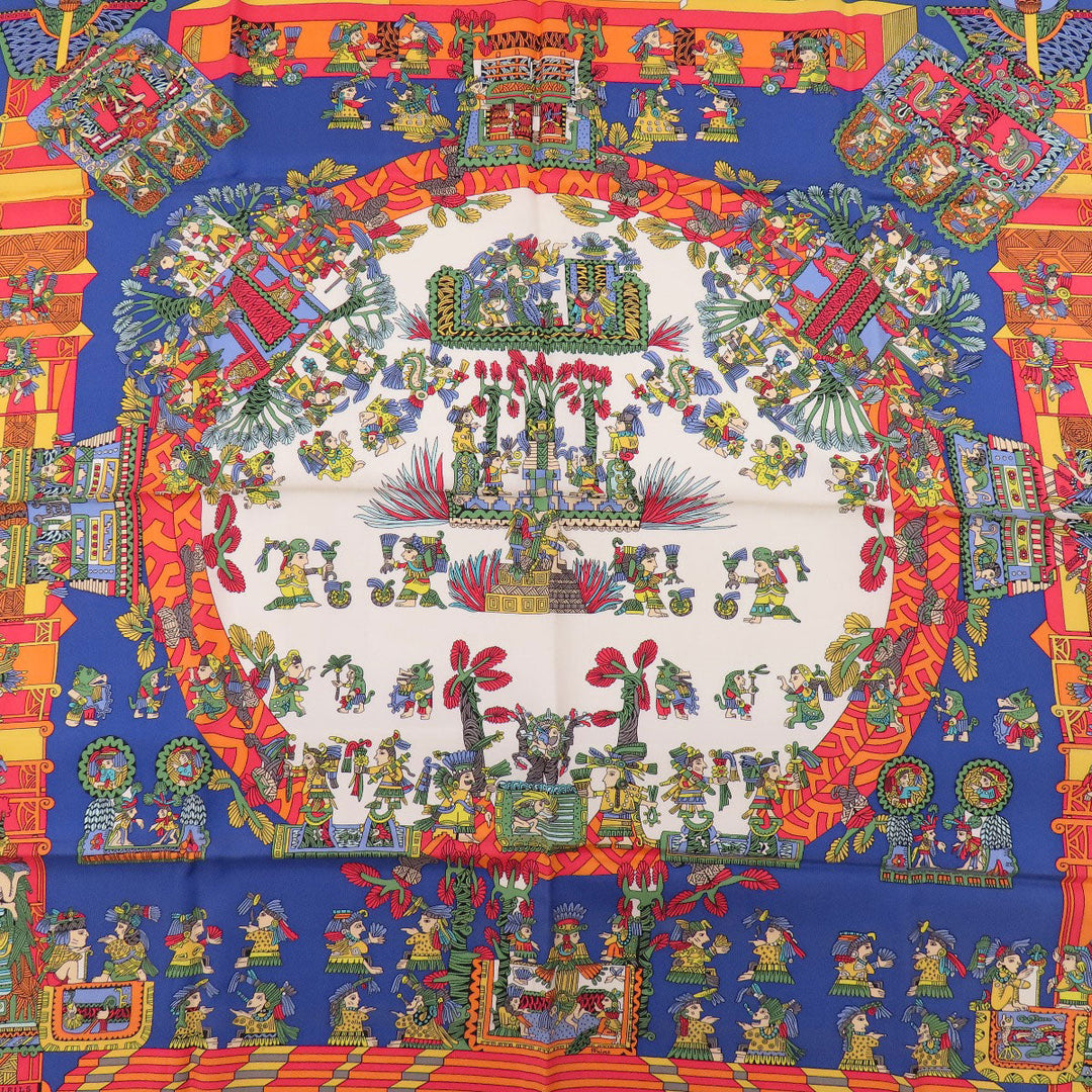 HERMES scarf silk Navy Carre90 Celestial bodies and the sun ASTRES et SOLEILS Women Used Authentic