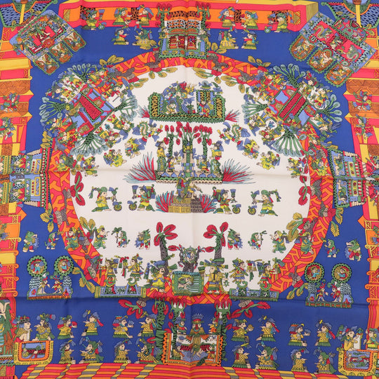 HERMES scarf silk Navy Carre90 Celestial bodies and the sun ASTRES et SOLEILS Women Used Authentic