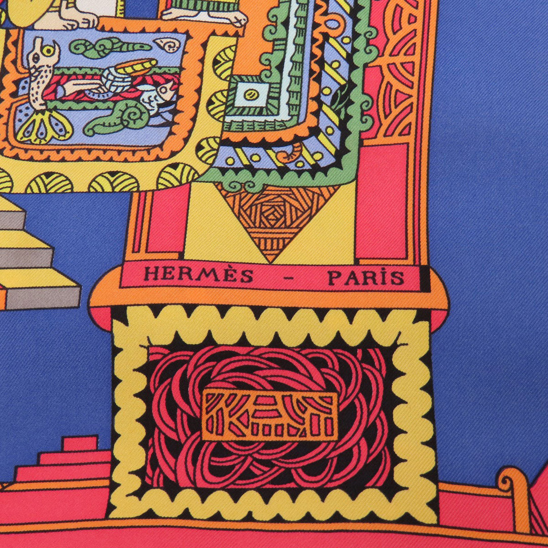 HERMES scarf silk Navy Carre90 Celestial bodies and the sun ASTRES et SOLEILS Women Used Authentic