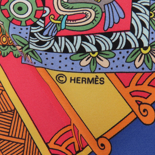 HERMES scarf silk Navy Carre90 Celestial bodies and the sun ASTRES et SOLEILS Women Used Authentic