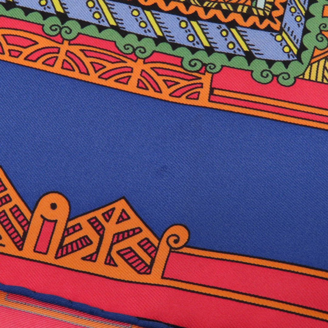 HERMES scarf silk Navy Carre90 Celestial bodies and the sun ASTRES et SOLEILS Women Used Authentic