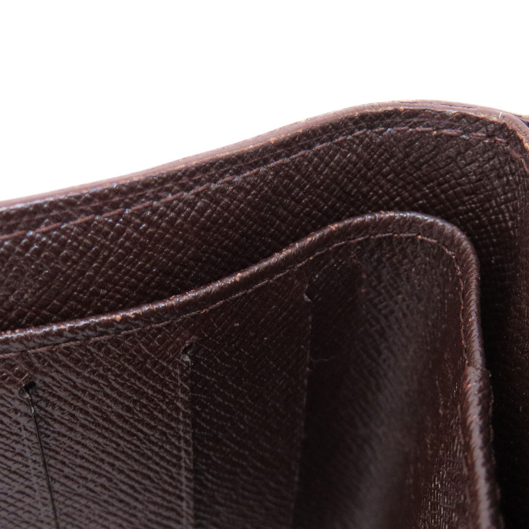 LOUIS VUITTON Bifold Wallet M61668 Damier canvas Brown Compact Zip Damier Ebene Women Used Authentic
