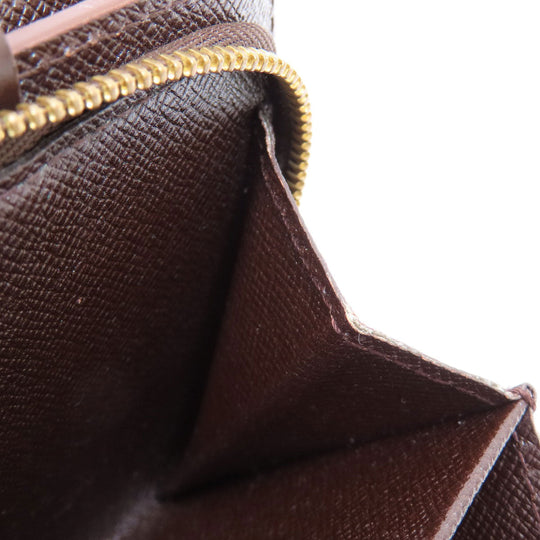 LOUIS VUITTON Bifold Wallet M61668 Damier canvas Brown Compact Zip Damier Ebene Women Used Authentic