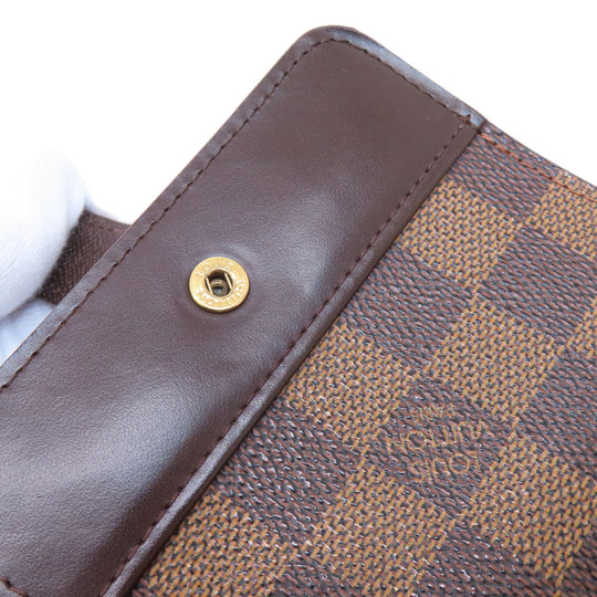 LOUIS VUITTON Bifold Wallet M61668 Damier canvas Brown Compact Zip Damier Ebene Women Used Authentic