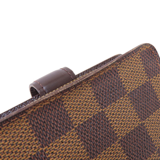 LOUIS VUITTON Bifold Wallet M61668 Damier canvas Brown Compact Zip Damier Ebene Women Used Authentic
