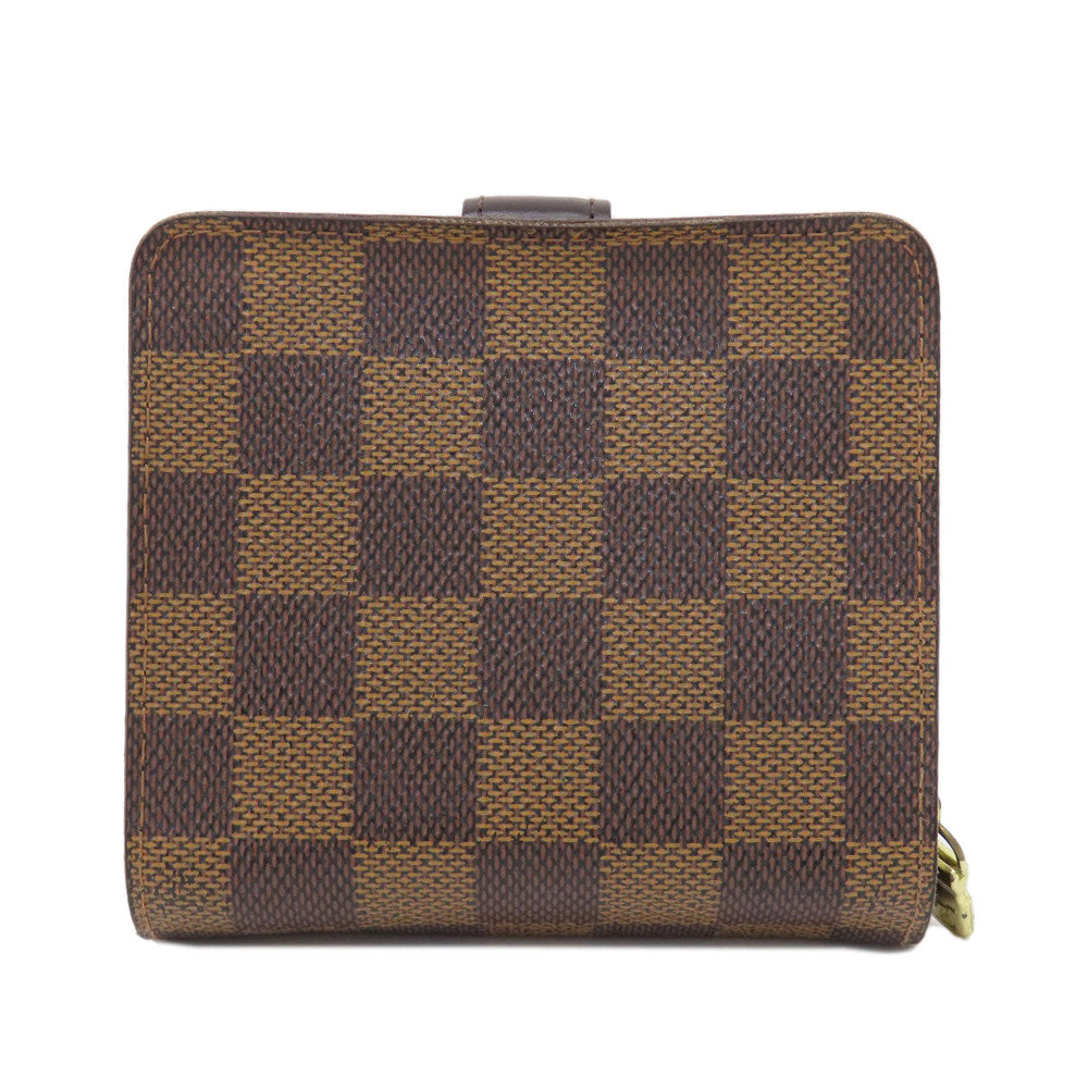 LOUIS VUITTON Bifold Wallet M61668 Damier canvas Brown Compact Zip Damier Ebene Women Used Authentic