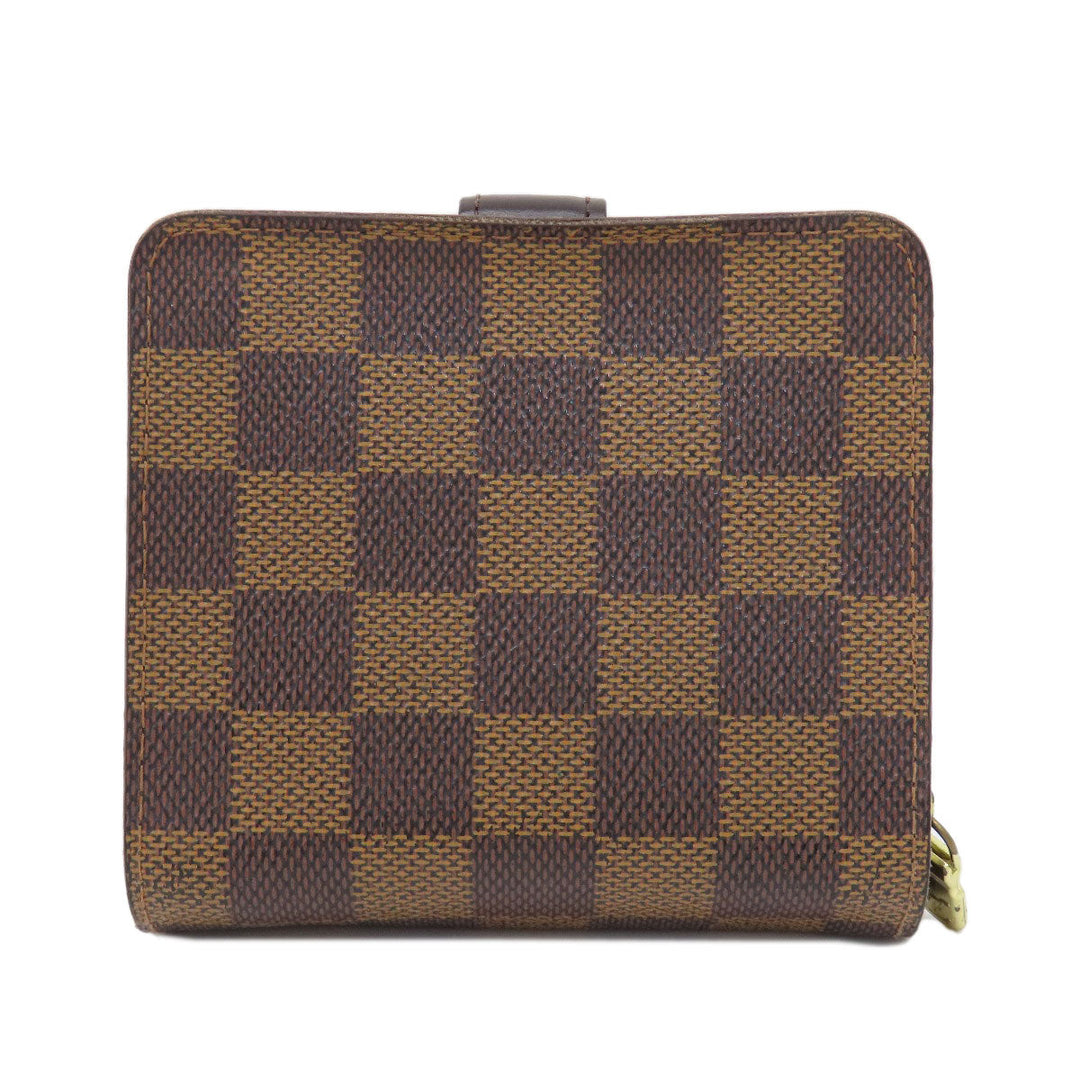 LOUIS VUITTON Bifold Wallet M61668 Damier canvas Brown Compact Zip Damier Ebene Women Used Authentic