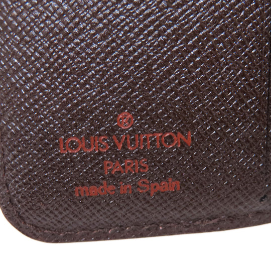 LOUIS VUITTON Bifold Wallet M61668 Damier canvas Brown Compact Zip Damier Ebene Women Used Authentic