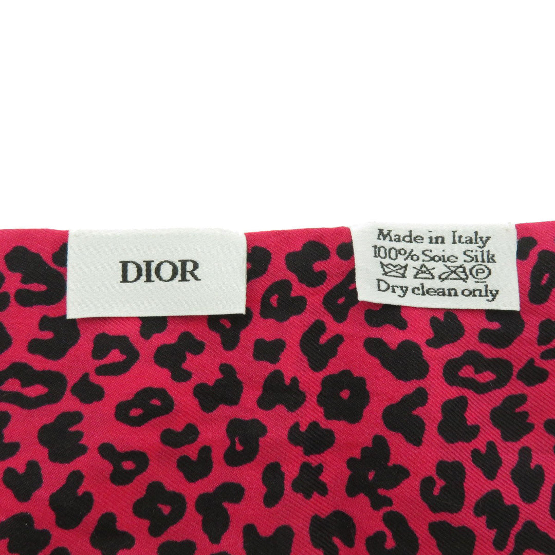 Christian Dior scarf silk pink Mitsa Leopard Women Used Authentic