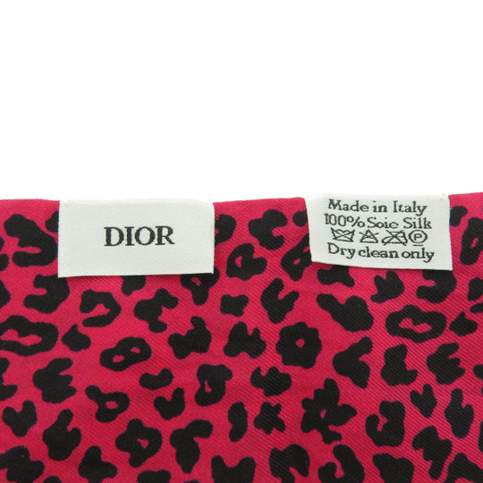 Christian Dior scarf silk pink Mitsa Leopard Women Used Authentic