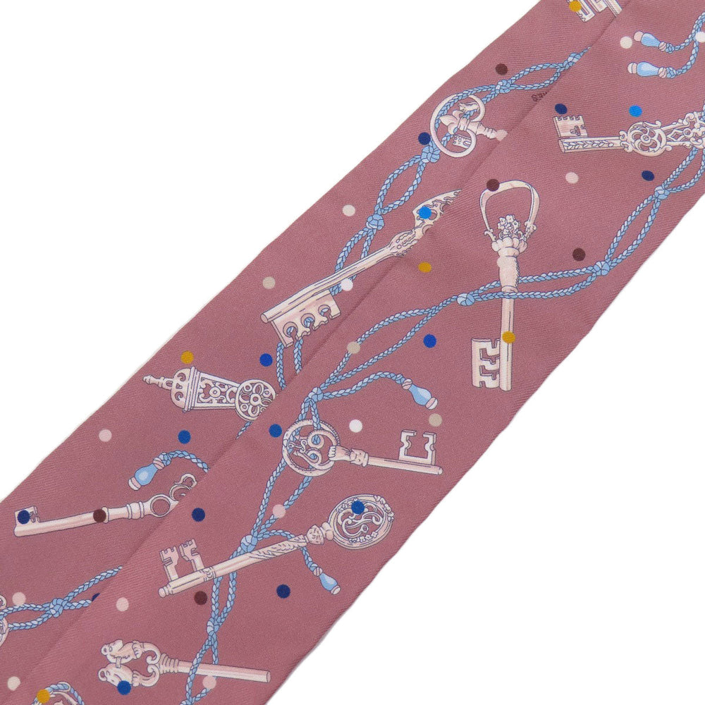 HERMES scarf silk Brown Twilly Women Used Authentic