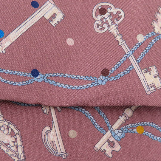 HERMES scarf silk Brown Twilly Women Used Authentic