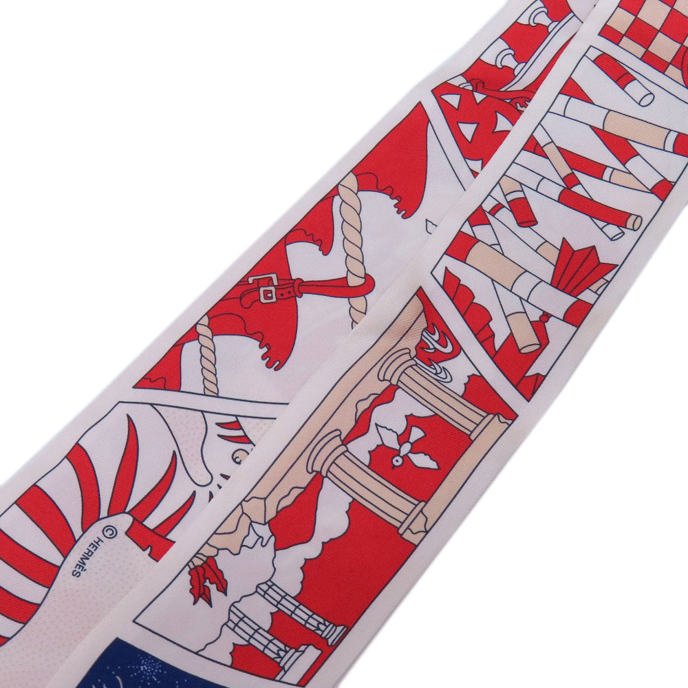 HERMES scarf silk Red Twilly Women Used Authentic