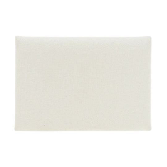 HERMES Card Case Shave white Calvi Duo Chevre Women Used Authentic