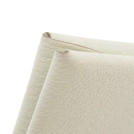 HERMES Card Case Shave white Calvi Duo Chevre Women Used Authentic