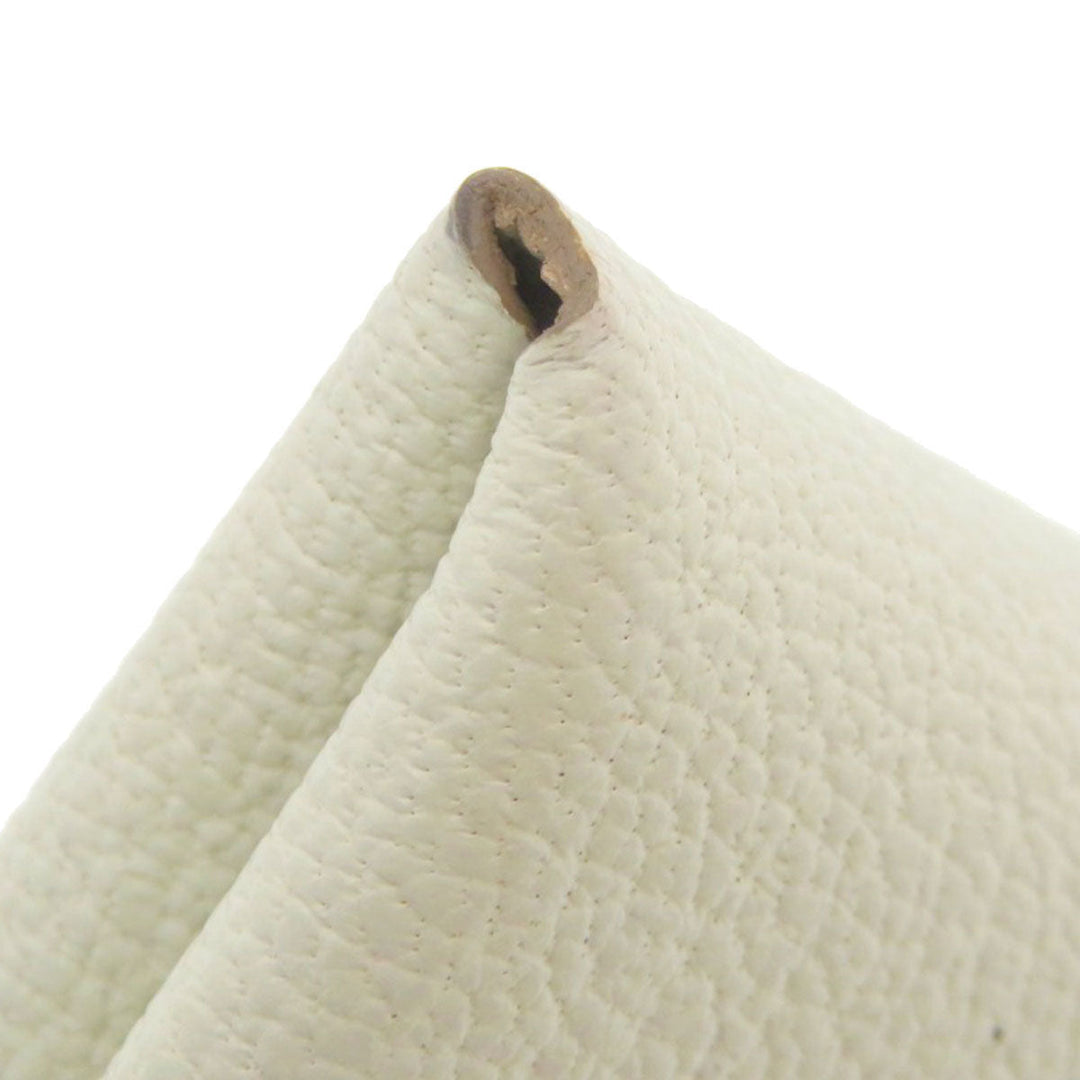 HERMES Card Case Shave white Calvi Duo Chevre Women Used Authentic